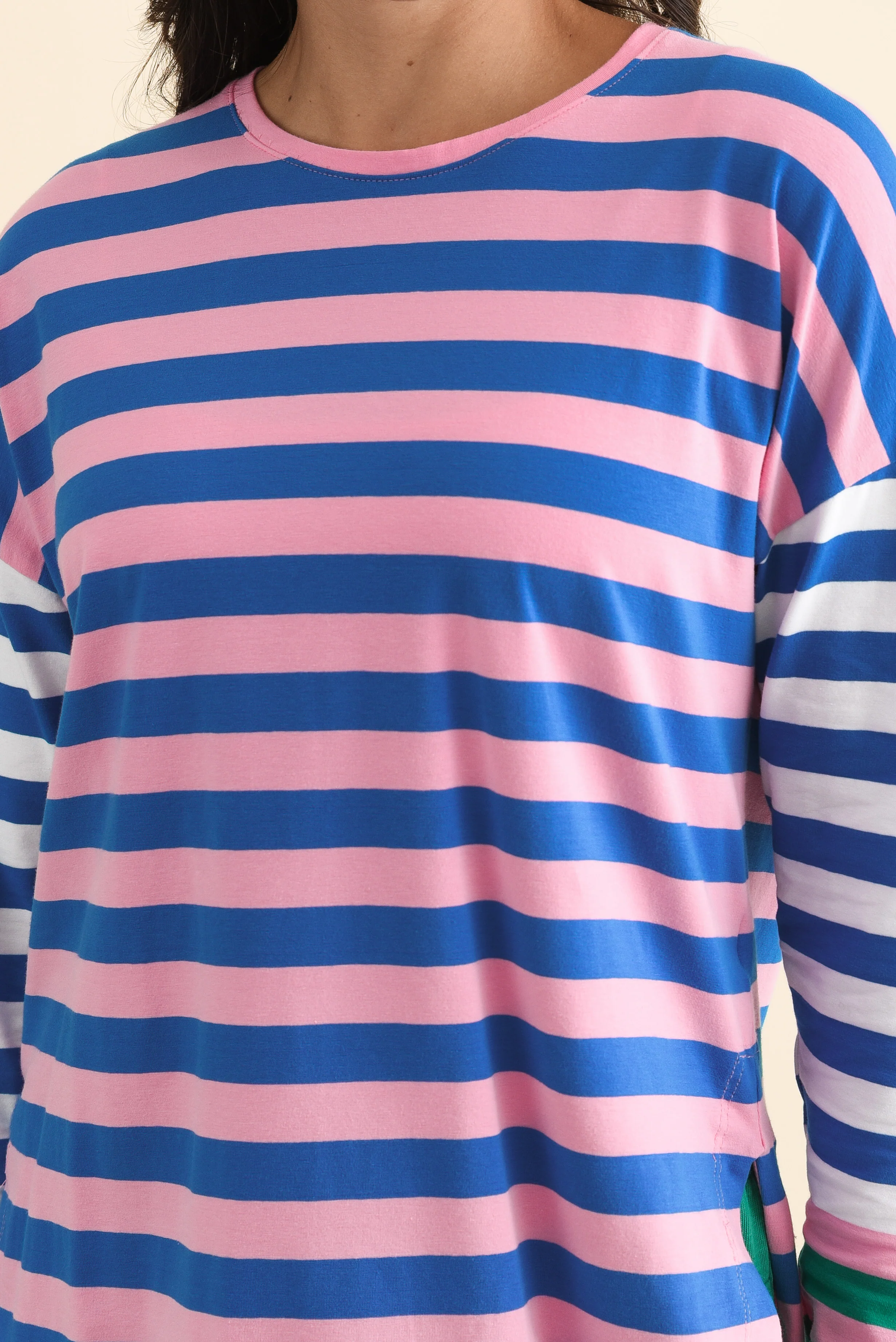 Taffy Blue Stripe Cotton Long Sleeve Tee - Image 5
