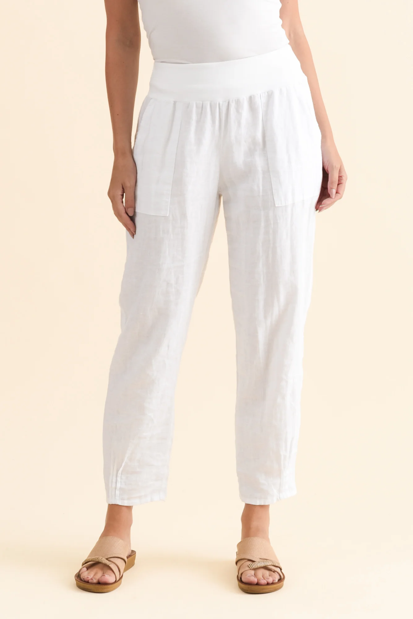 Tatum White Linen Pants - Image 2