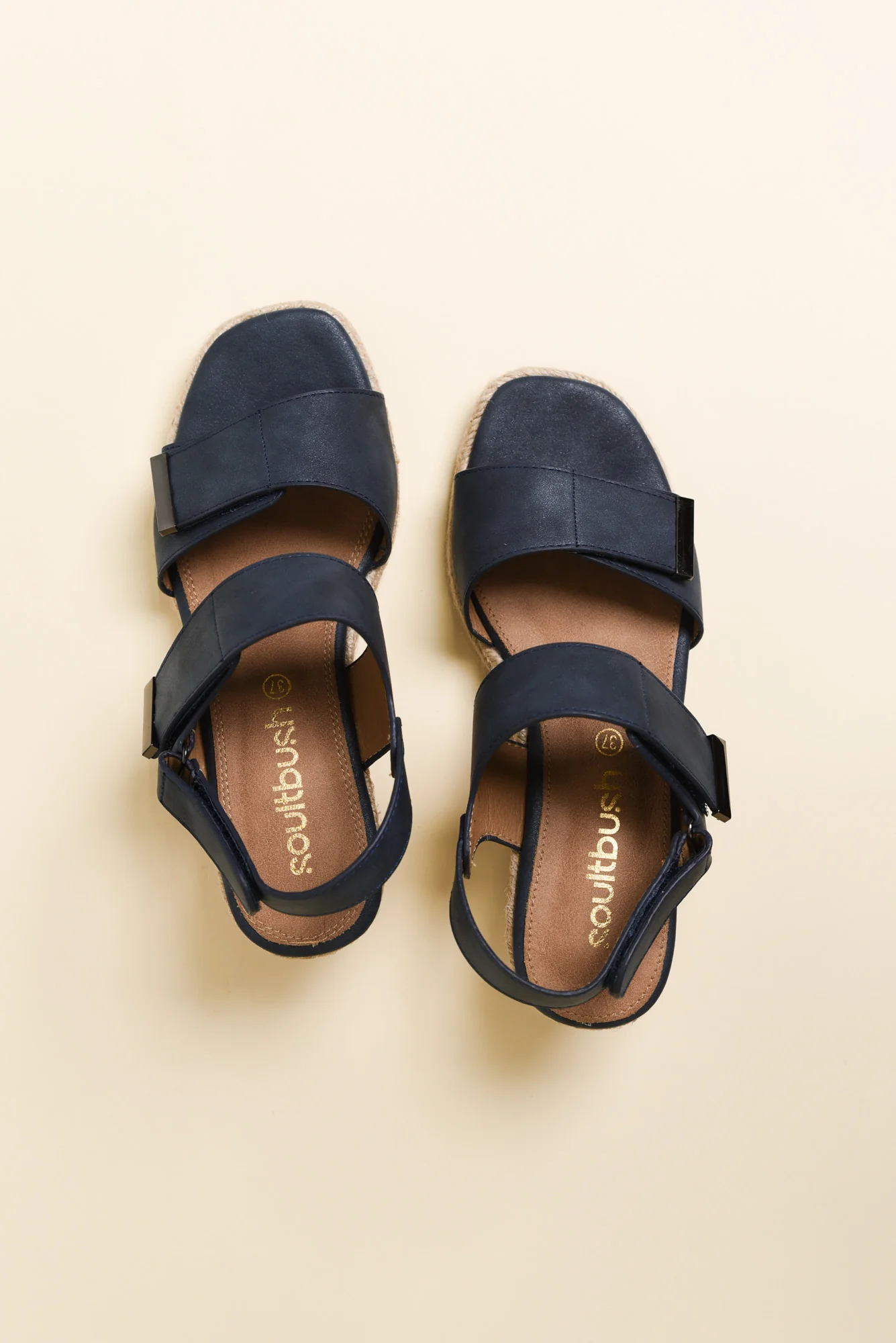 Teach Navy Espadrille Velcro Wedge - Image 4
