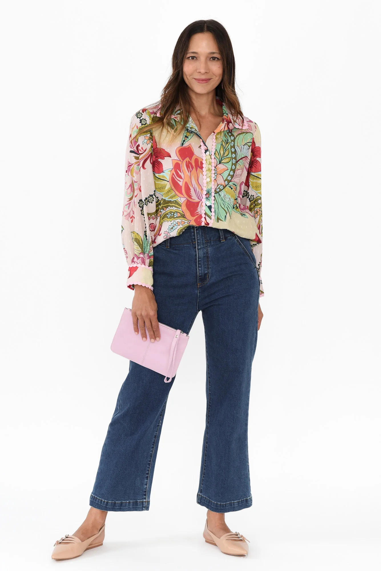 Thora Pink Floral Cotton Shirt - Image 2