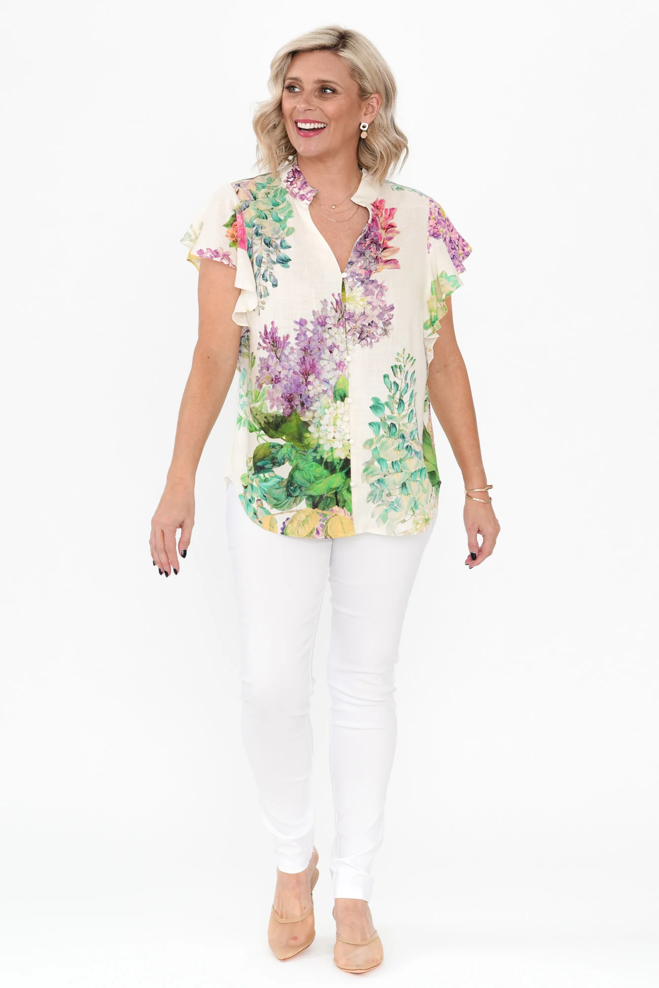 Tierra Wisteria Alba Linen Blend Top - Image 3
