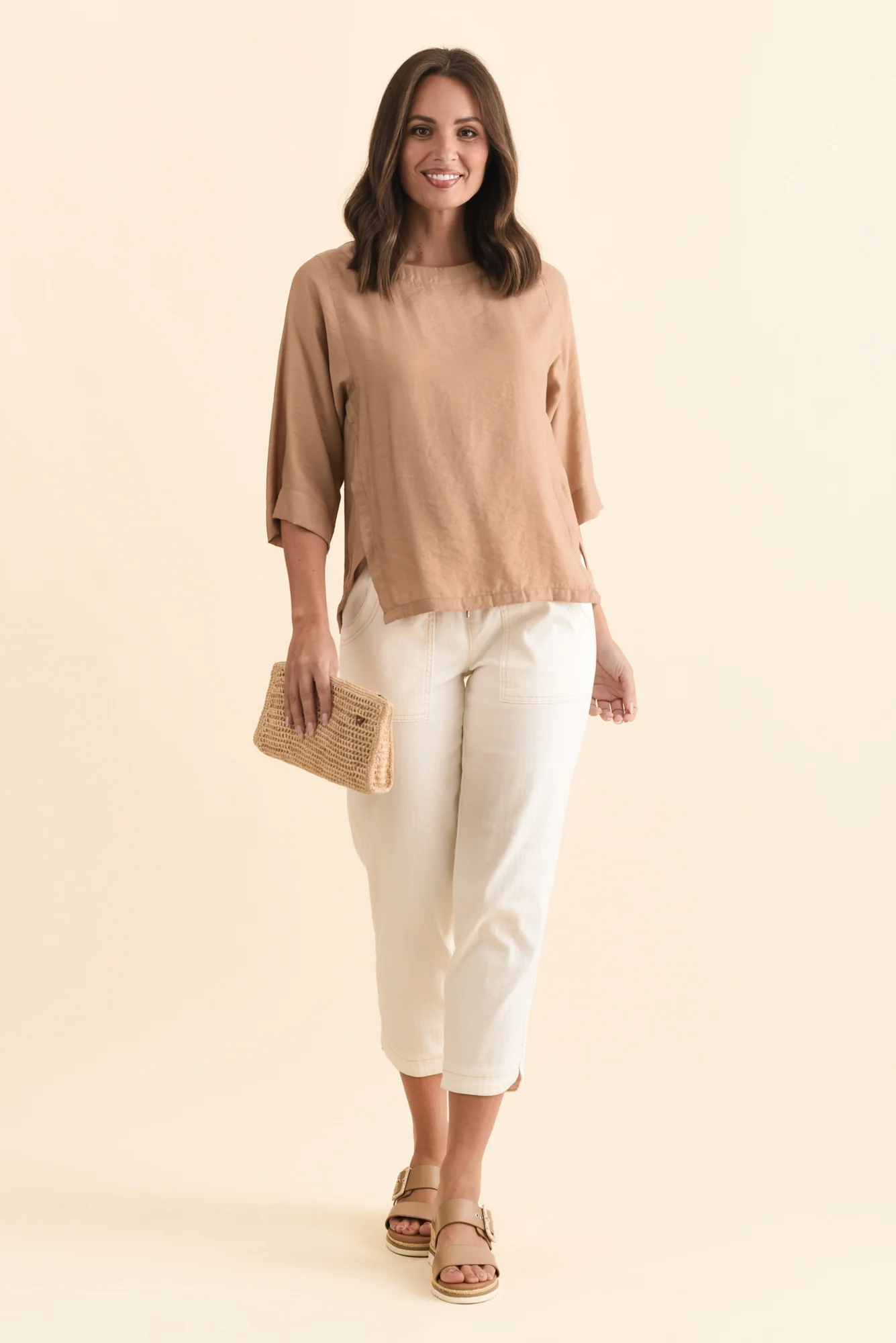 Tommy Taupe Side Split Top - Image 2