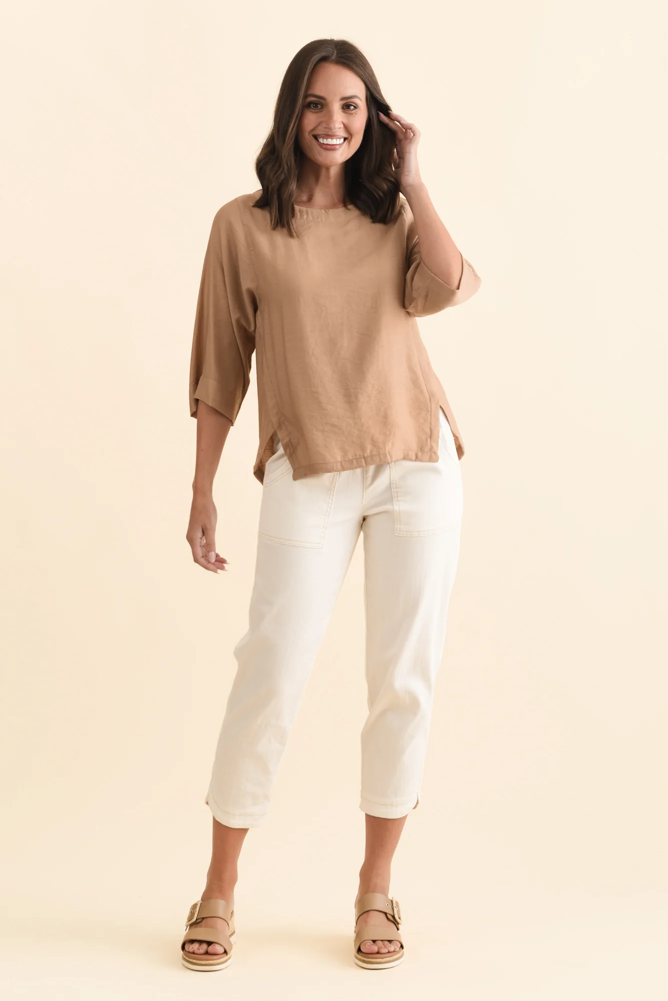 Tommy Taupe Side Split Top - Image 6