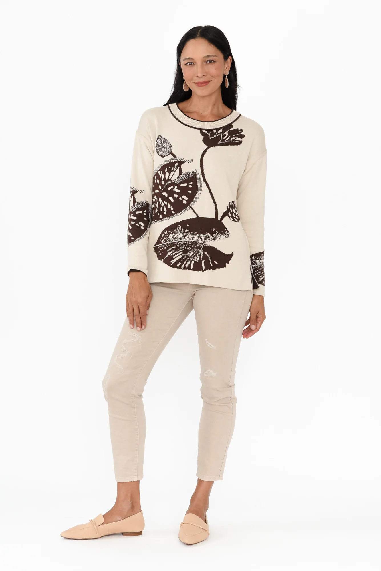 Veda Brown Floral Reversible Cotton Jumper - Image 8