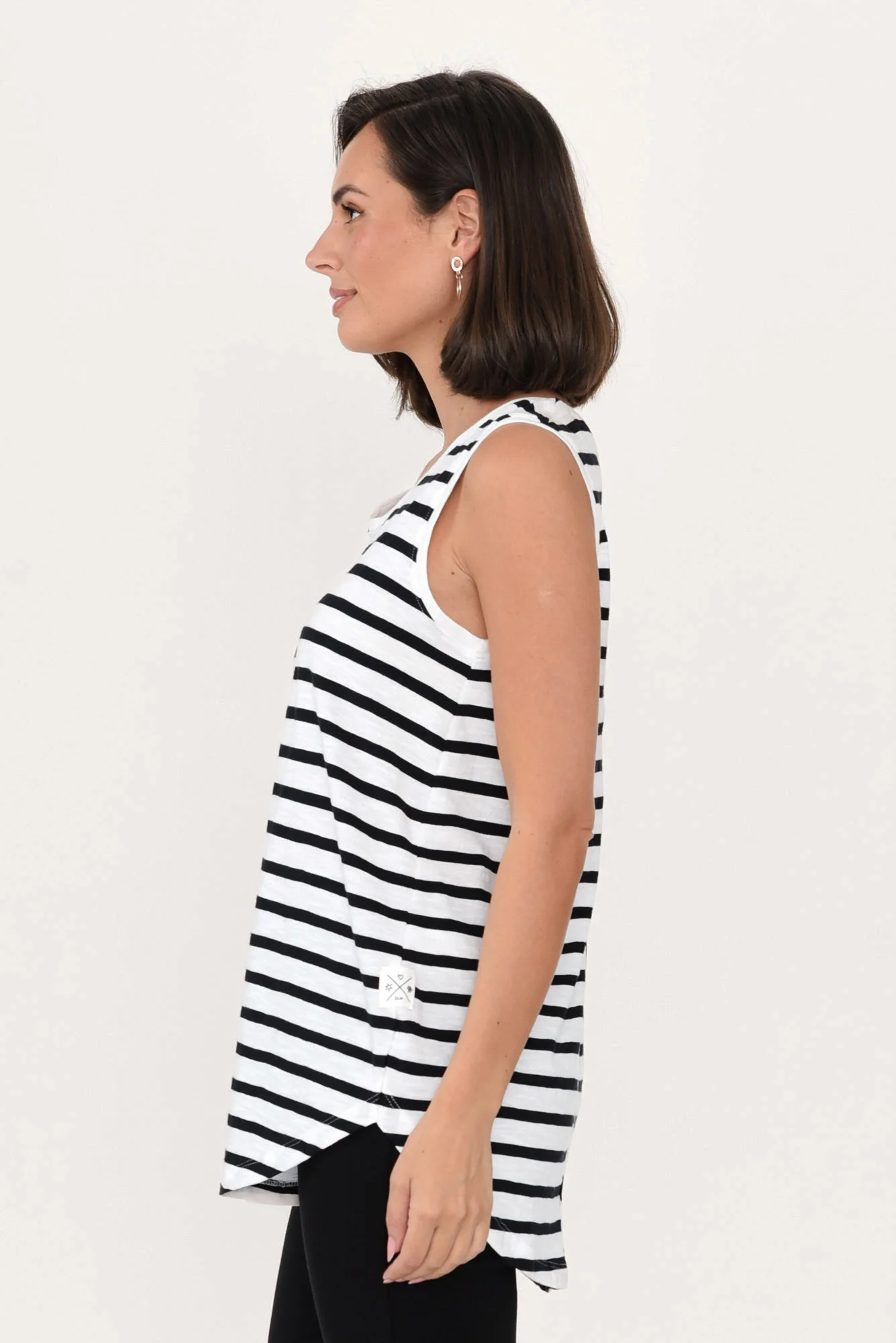 White Stripe Cotton Scoop Tank - Image 4