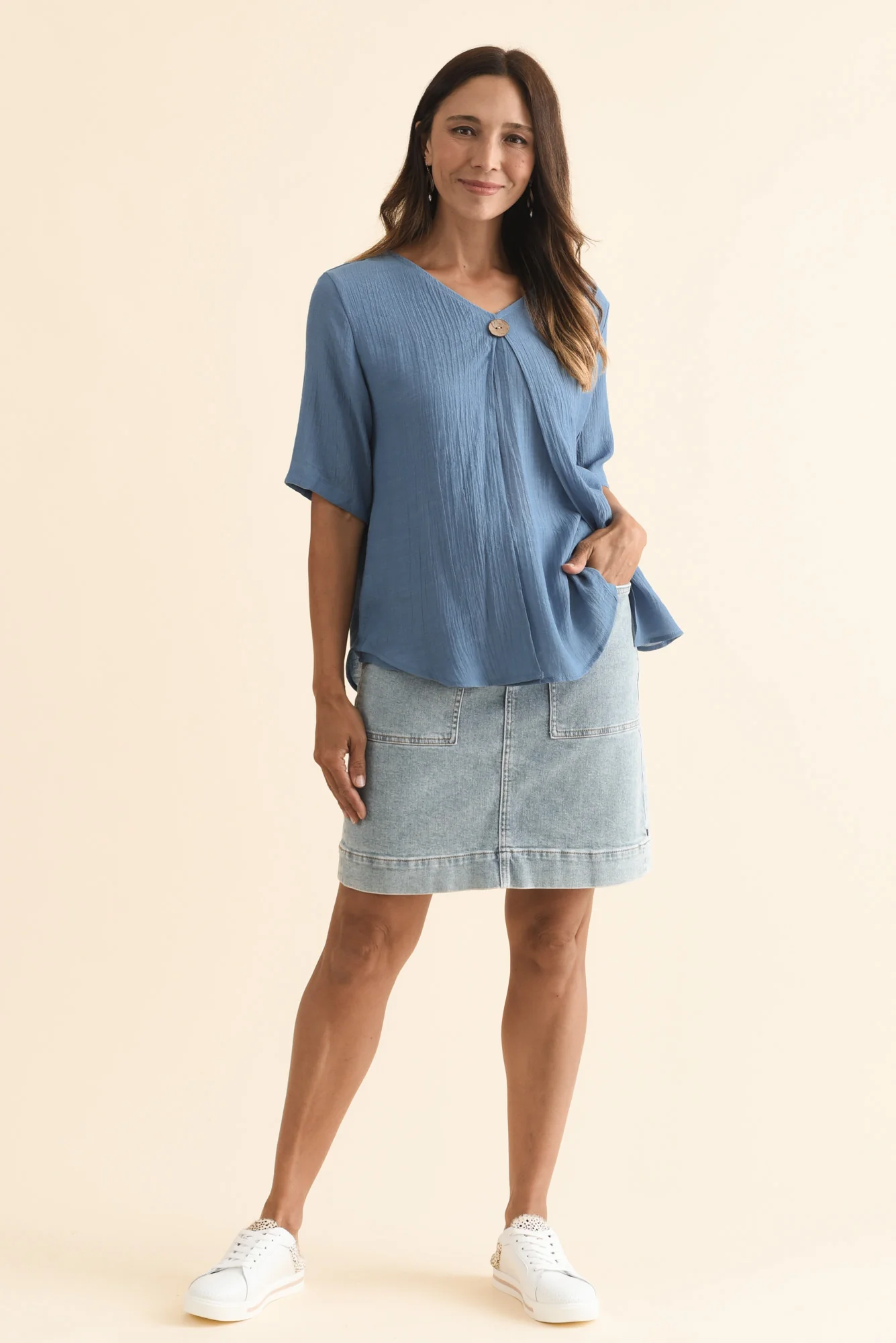 Yasmin Steel Layered Button Top - Image 2