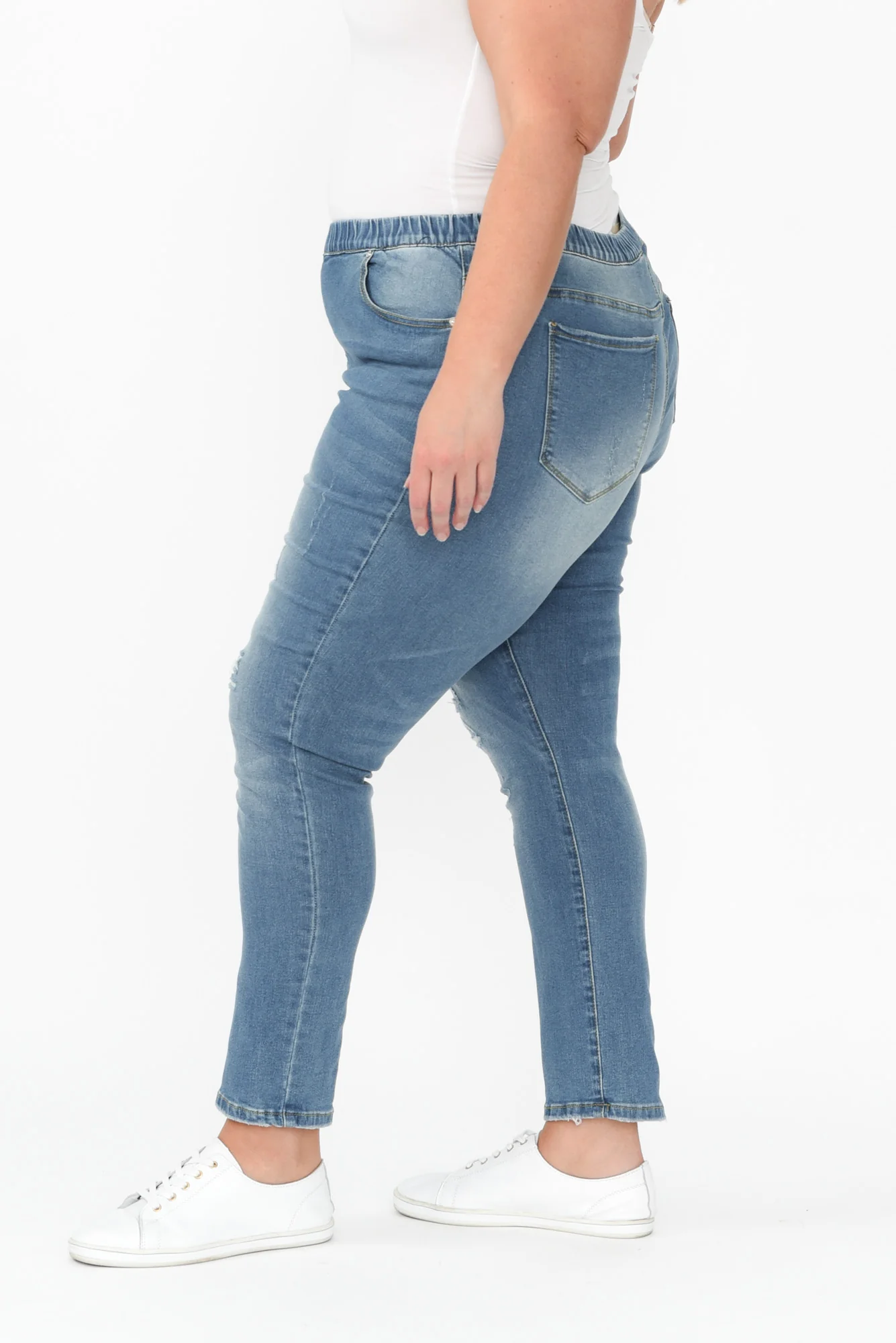 Zadie Distressed Blue Stretch Jeans - Image 14