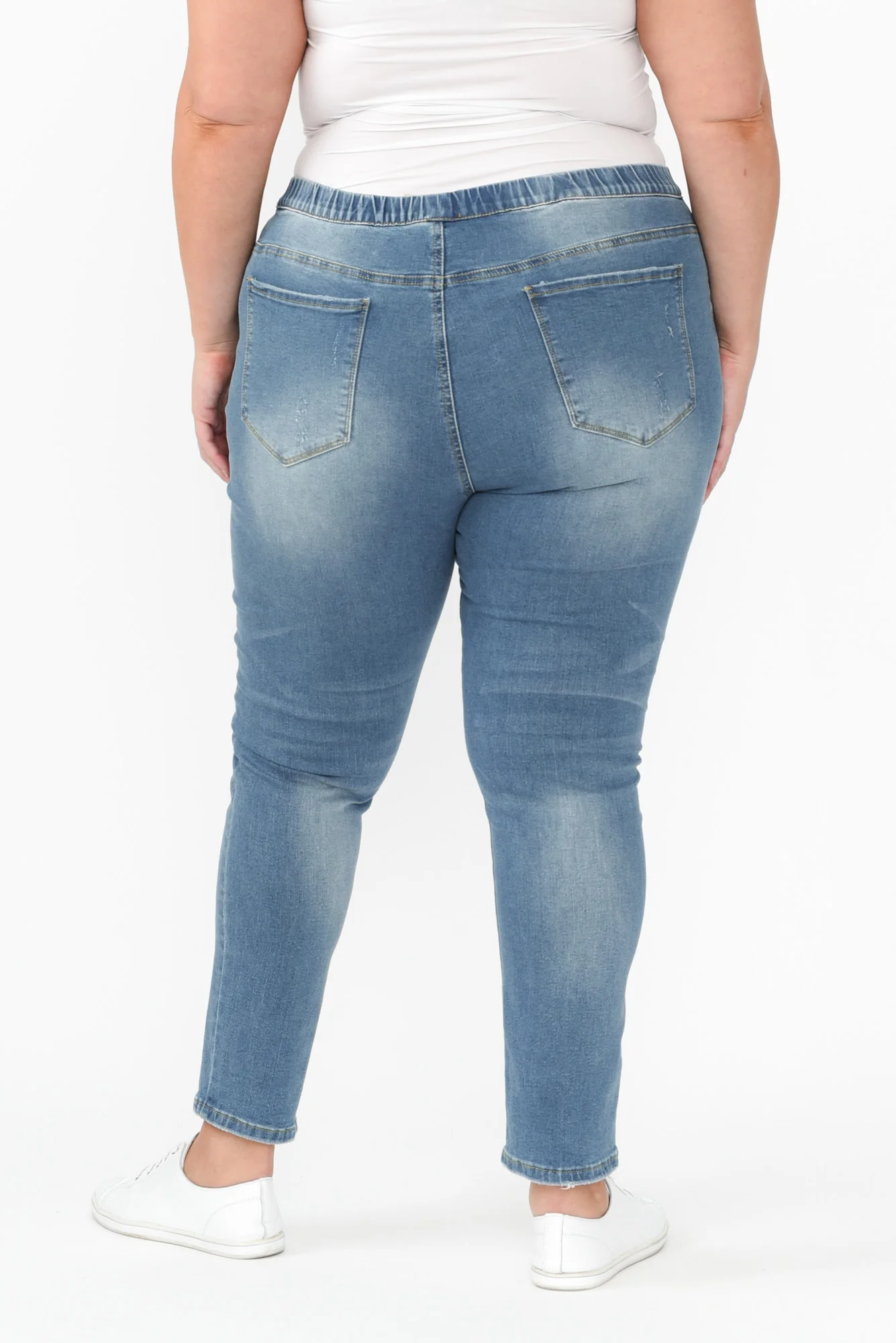 Zadie Distressed Blue Stretch Jeans - Image 15