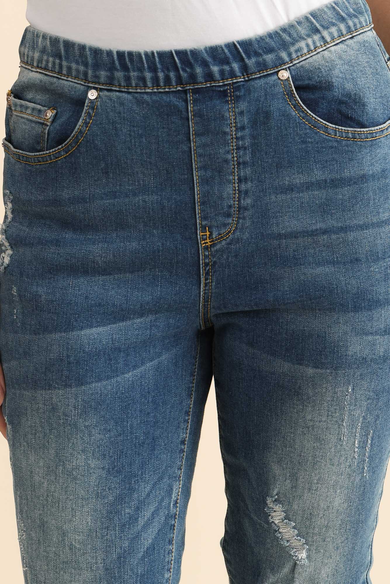 Zadie Distressed Blue Stretch Jeans - Image 6