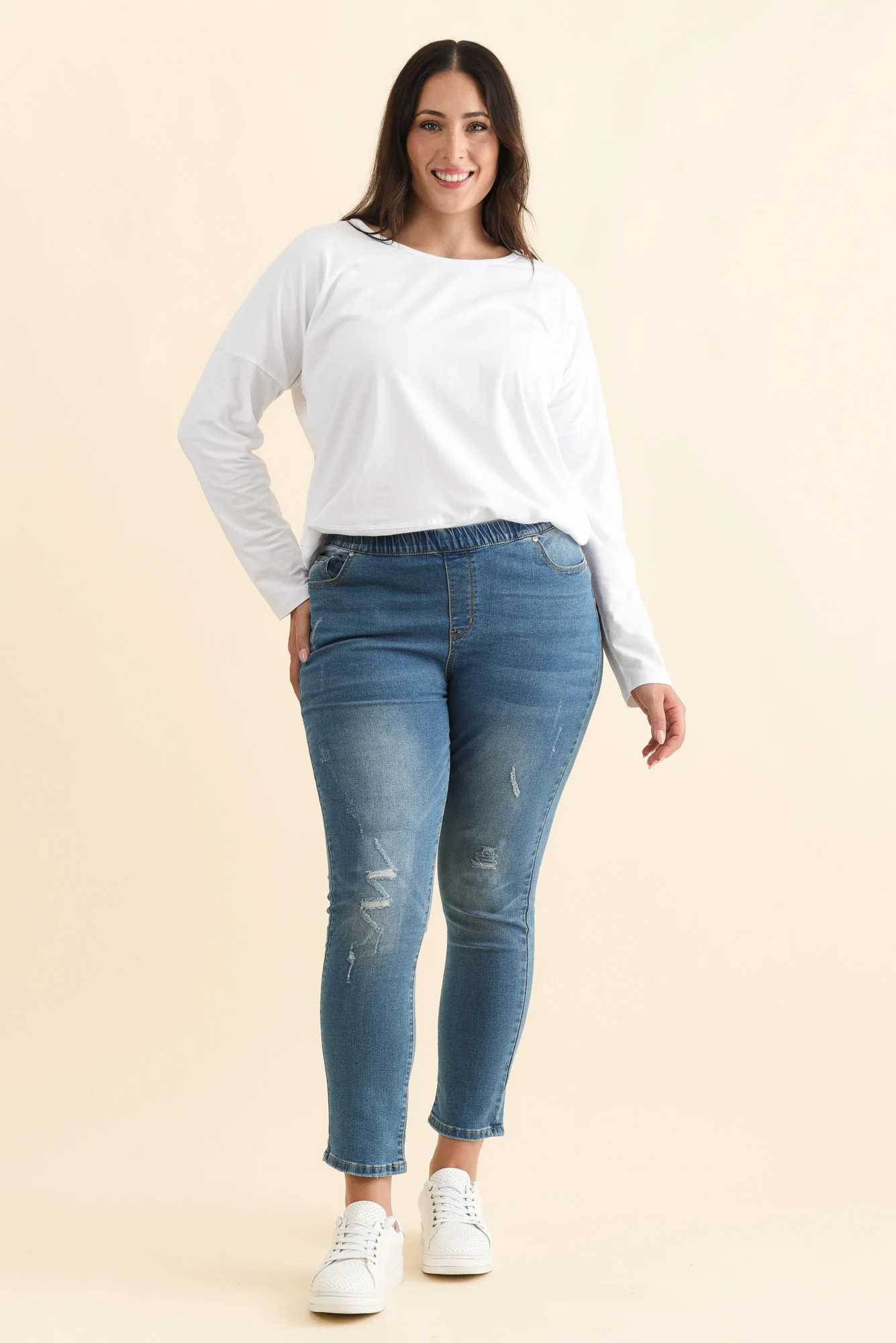Zadie Distressed Blue Stretch Jeans - Image 9