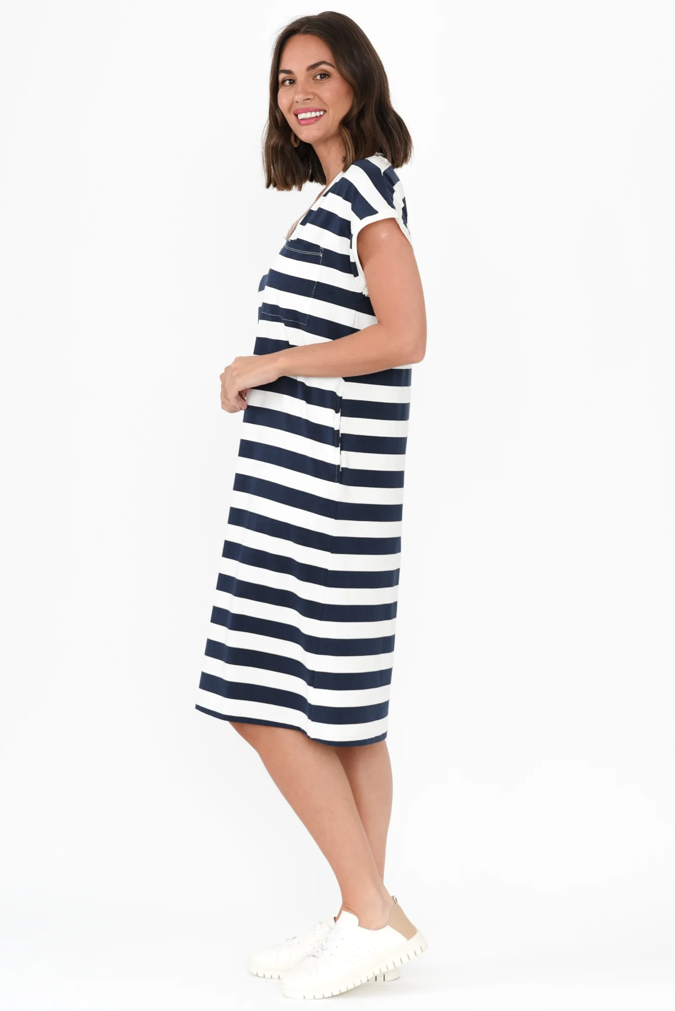 Zena Navy Stripe T-Shirt Dress - Image 4